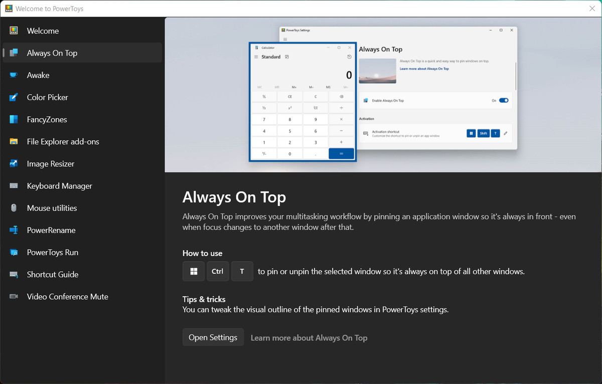 Microsoft PowerToys 获得了新的 Always On Top 功能和启动器网络搜索