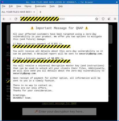 新一波破坏数据的勒索软件攻击袭击了威联通 QNAP NAS 设备