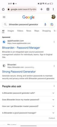 Bitwarden 密码管理器恶意广告谷歌搜索结果
